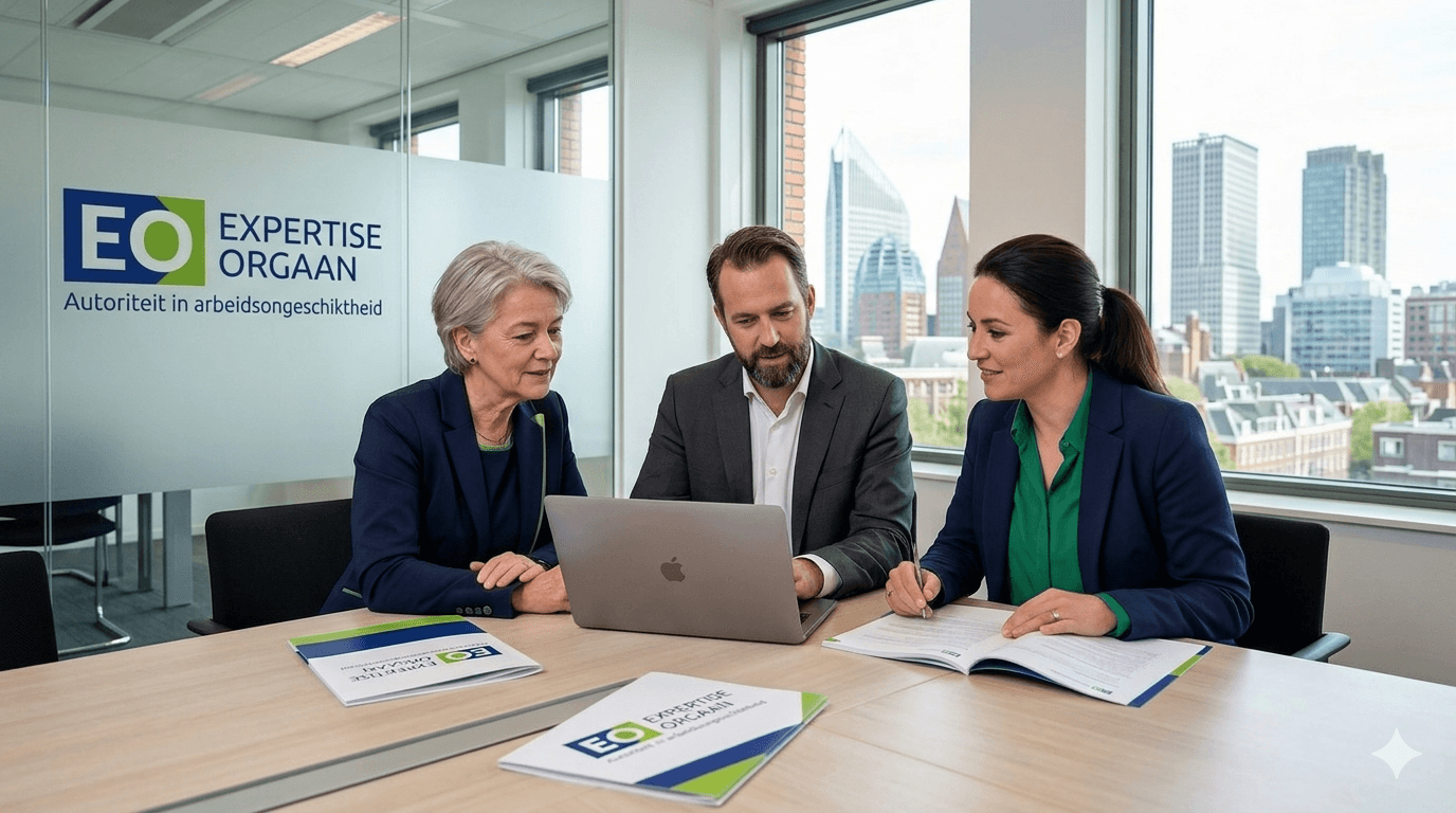 Verzekeringsartsen, arbeidsdeskundigen en juristen van Het Expertise Orgaan in gesprek.